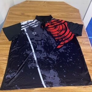 Men's Black and Red Graphic Polo Shirt